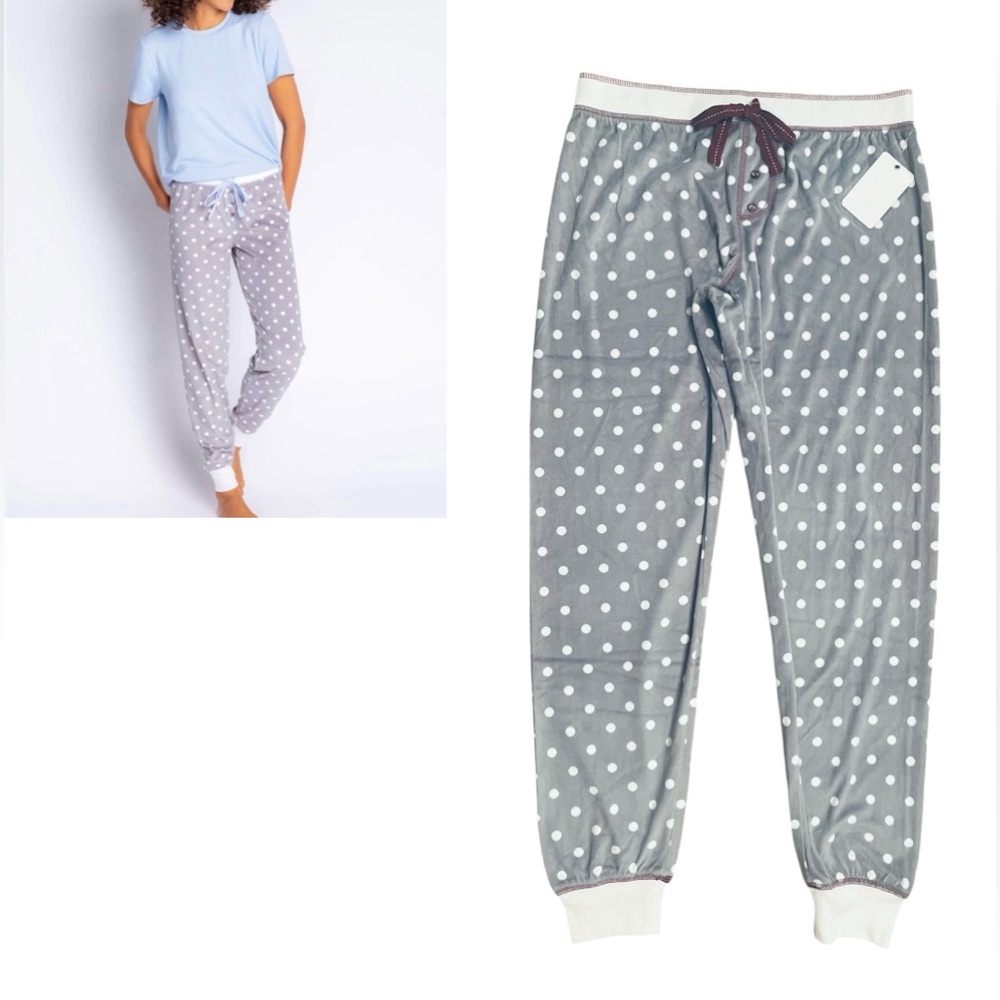 NWT PJ Salvage Winter Woods Polka Dot Joggers